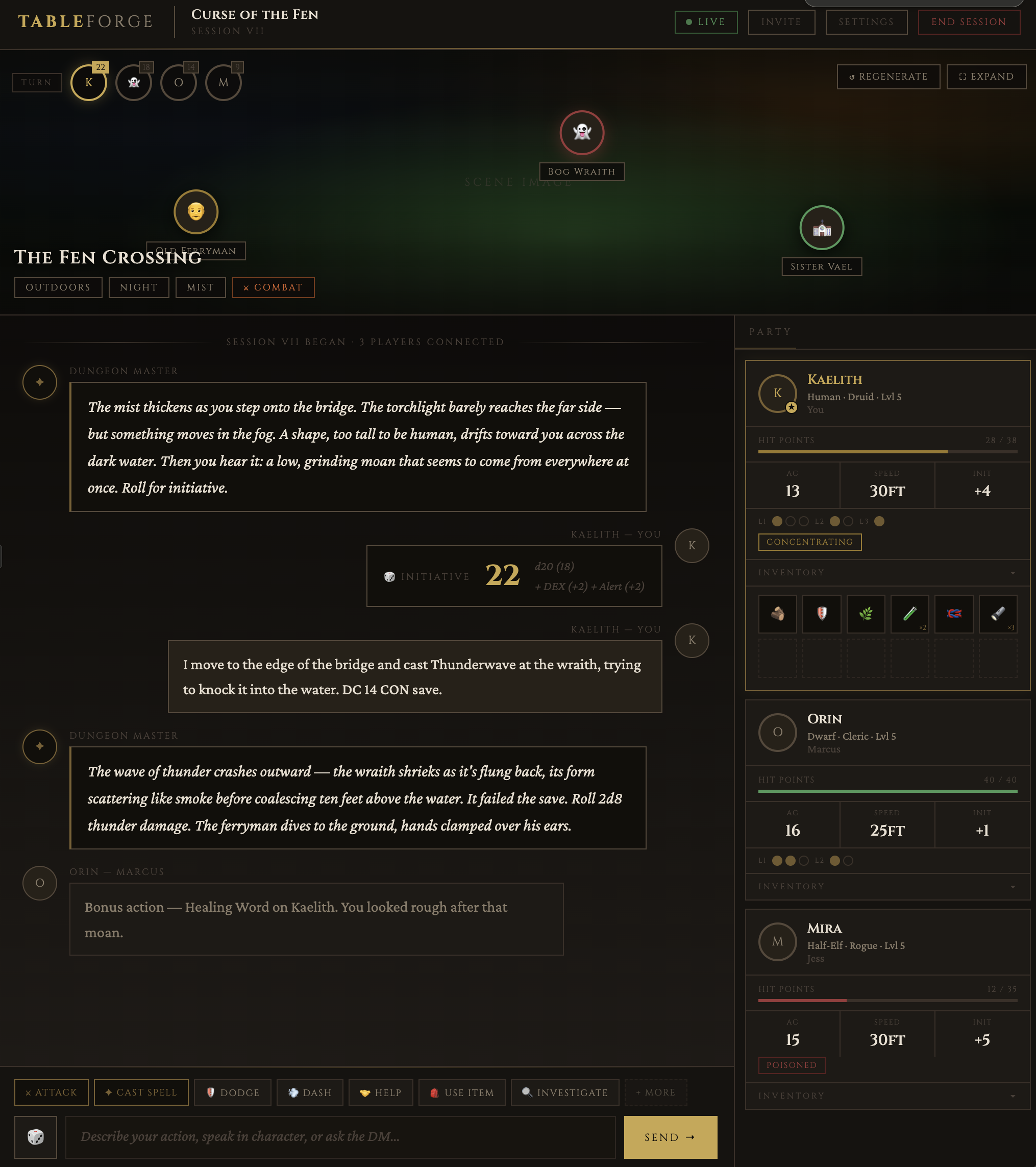 TableForge live game session